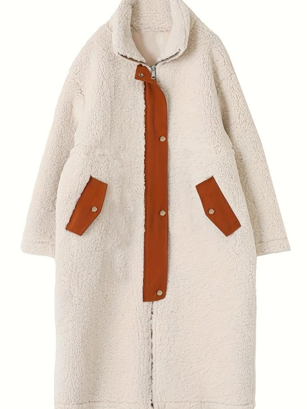 Apricot Casual Women's Zip-Up High Collar Loose Coat Jacket - Picture 5 of 5